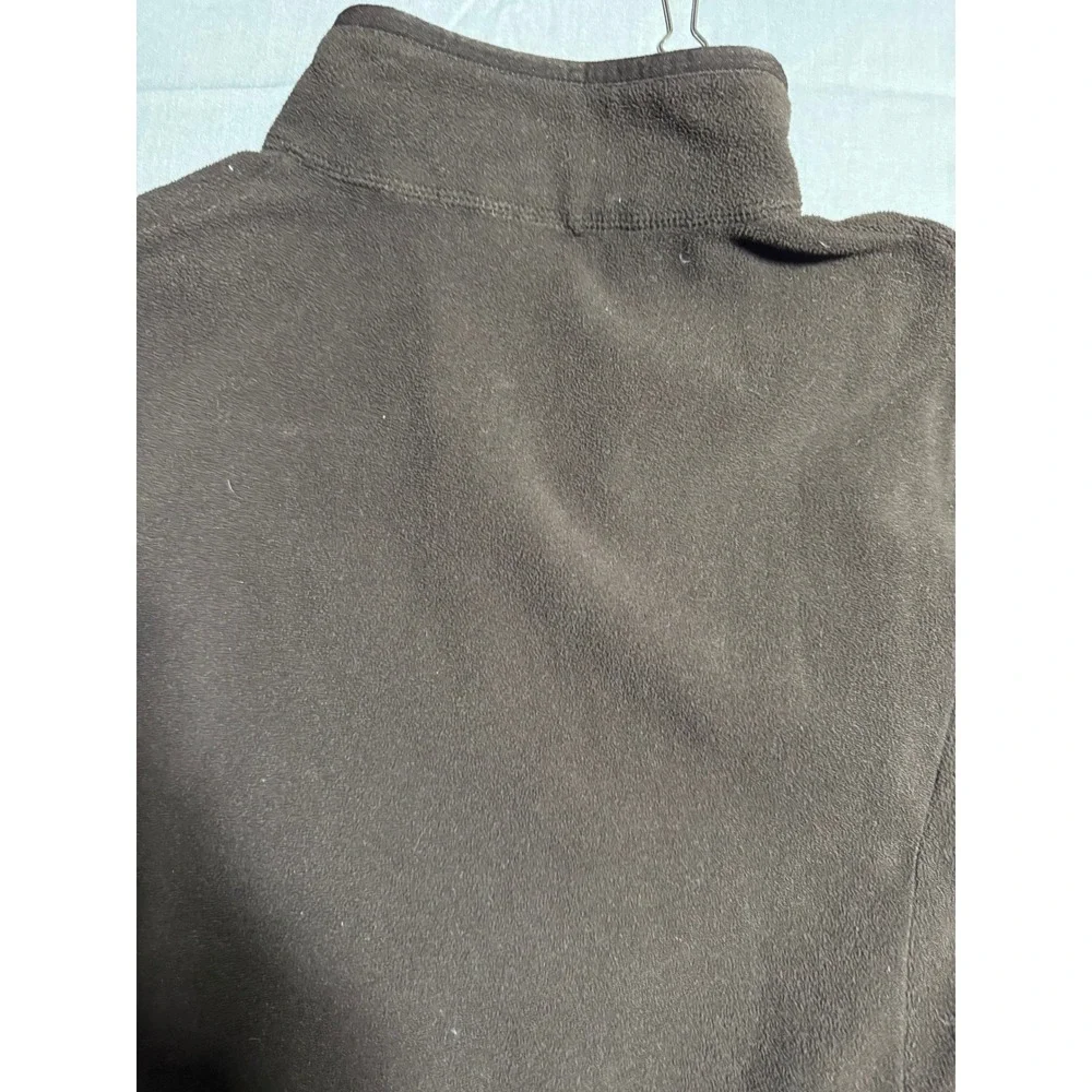 NY Jeans Fleece Jacket Womens Small Brown Good Full Zip Mock Neck Pockets